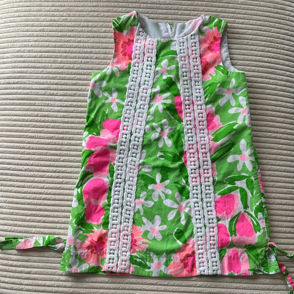Lily Pulitzer Floral Green and Pink Girl’s Sleeveless Dress in Size 4T